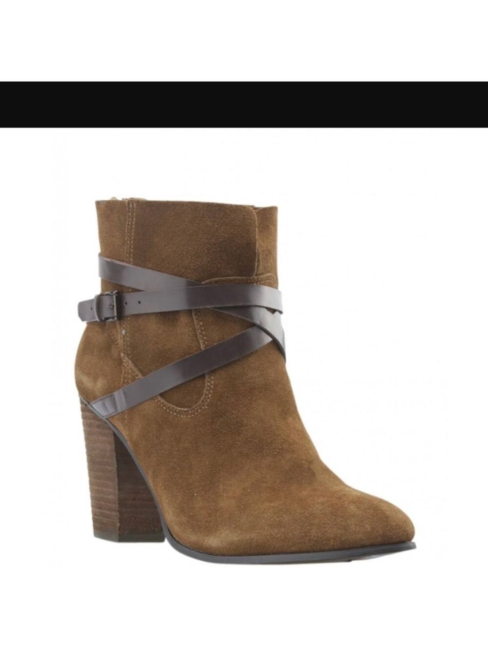 𝅺Carlos Santana size 8.5 suede Heeled Ankle booties Straps